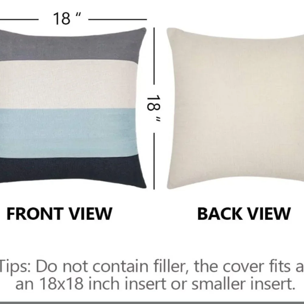 Set of 4, Geometric Throw Pillow Covers 18x18,  Linen Square Pillow Covers